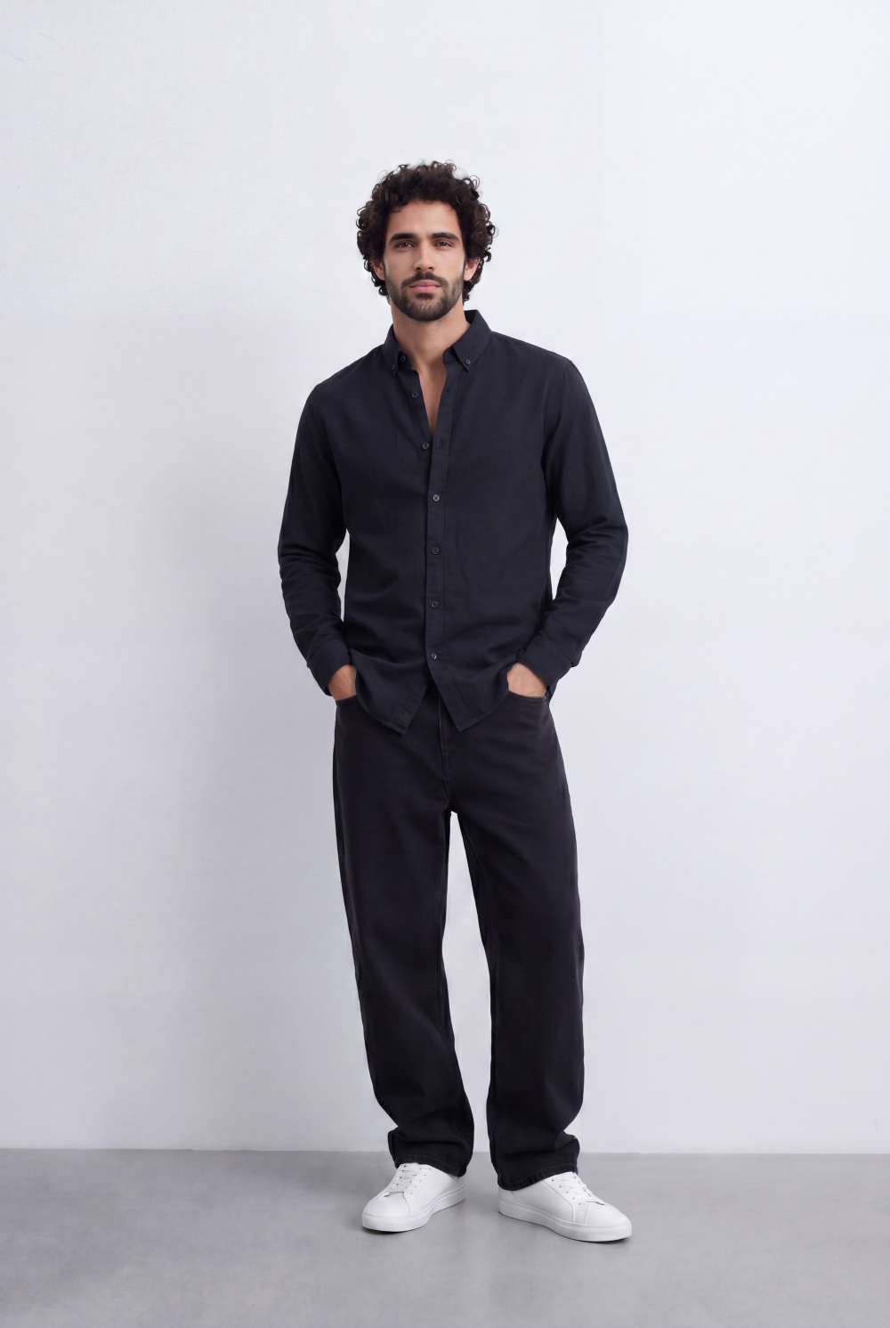 Men's Regular Fit Long Sleeve Basic Linen Shirt Tomato Store Classic Button-Down Clean Casual Style