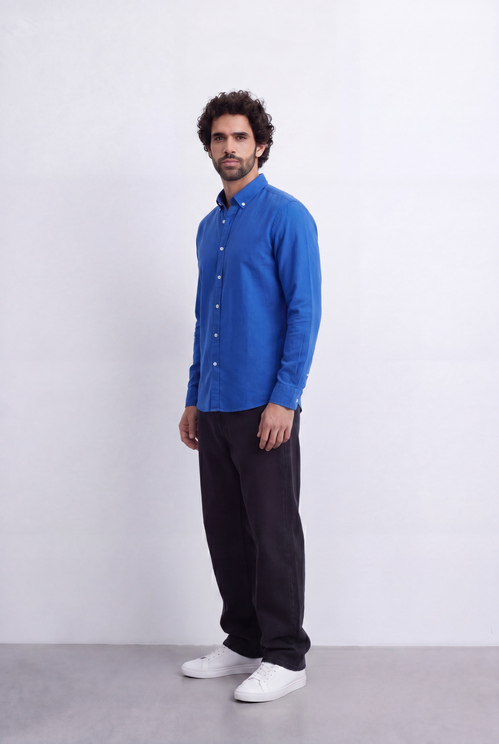 Men's Regular Fit Long Sleeve Basic Linen Shirt Tomato Store Classic Button-Down Clean Casual Style