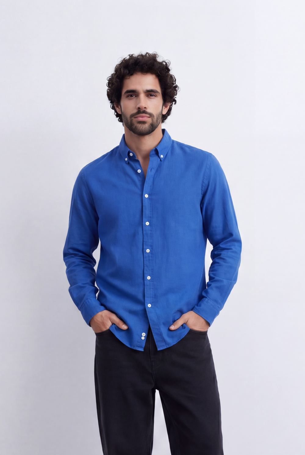 Men's Regular Fit Long Sleeve Basic Linen Shirt Tomato Store Classic Button-Down Clean Casual Style