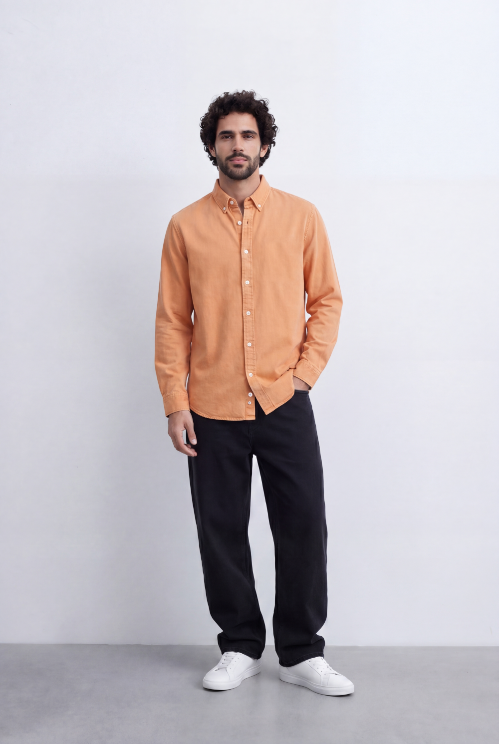 Men's Regular Fit Long Sleeve Basic Linen Shirt Tomato Store Classic Button-Down Clean Casual Style