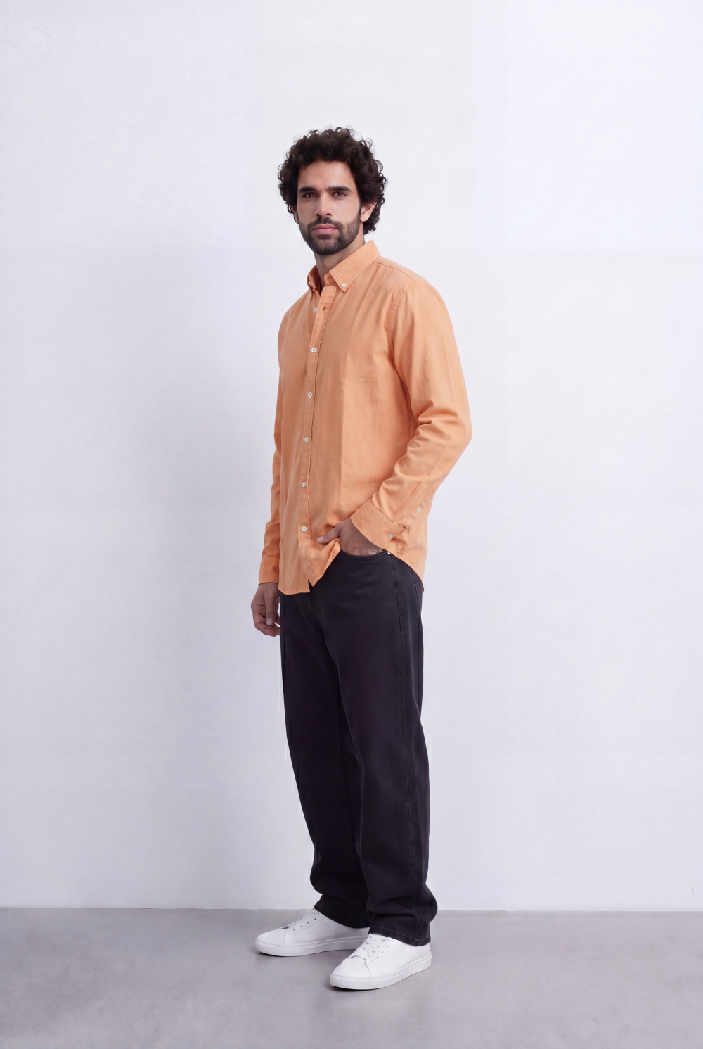 Men's Regular Fit Long Sleeve Basic Linen Shirt Tomato Store Classic Button-Down Clean Casual Style