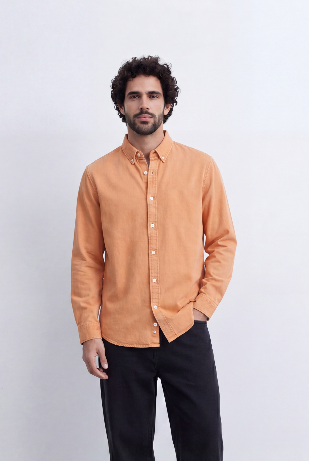 Men's Regular Fit Long Sleeve Basic Linen Shirt Tomato Store Classic Button-Down Clean Casual Style