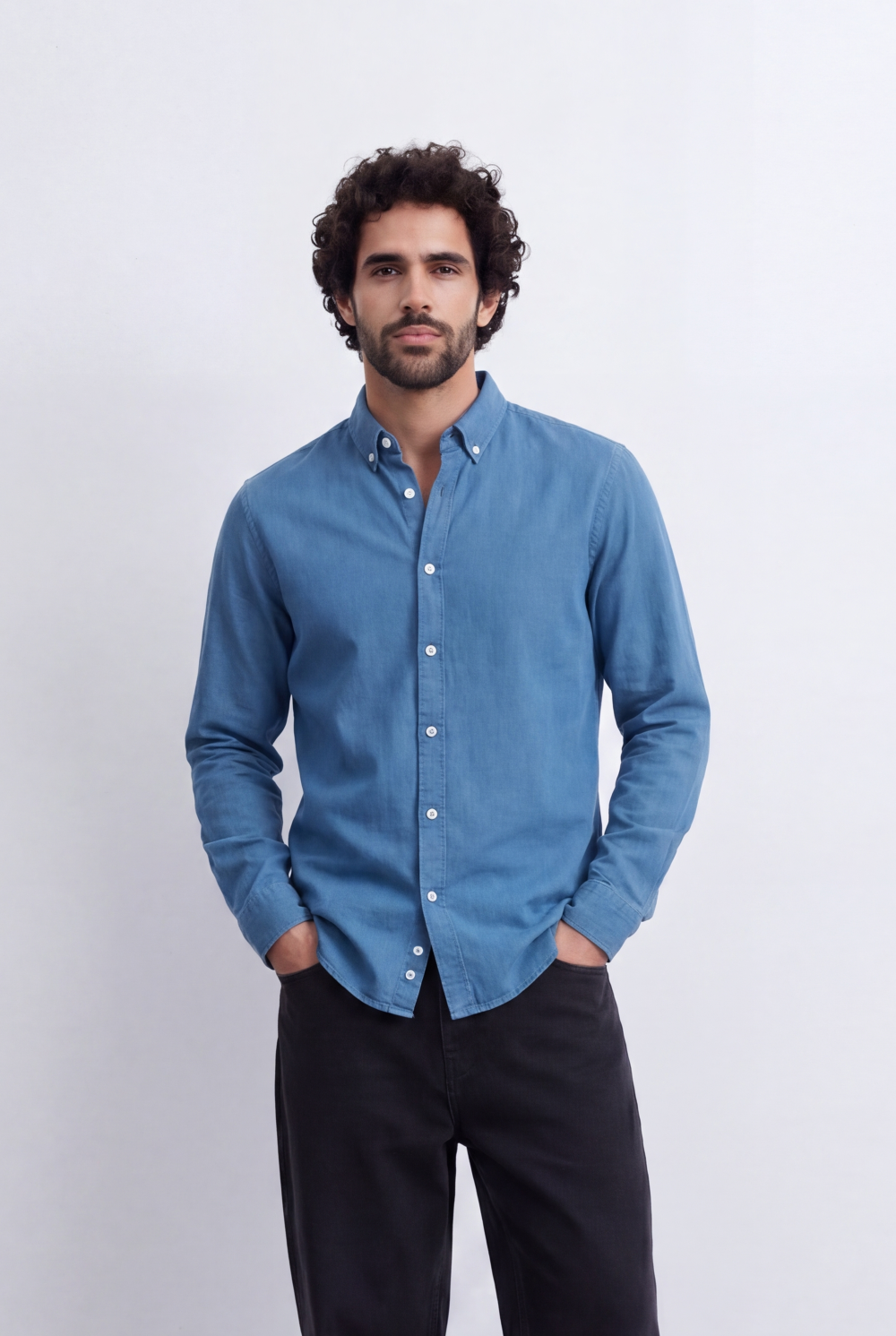 Men's Regular Fit Long Sleeve Basic Linen Shirt Tomato Store Classic Button-Down Clean Casual Style