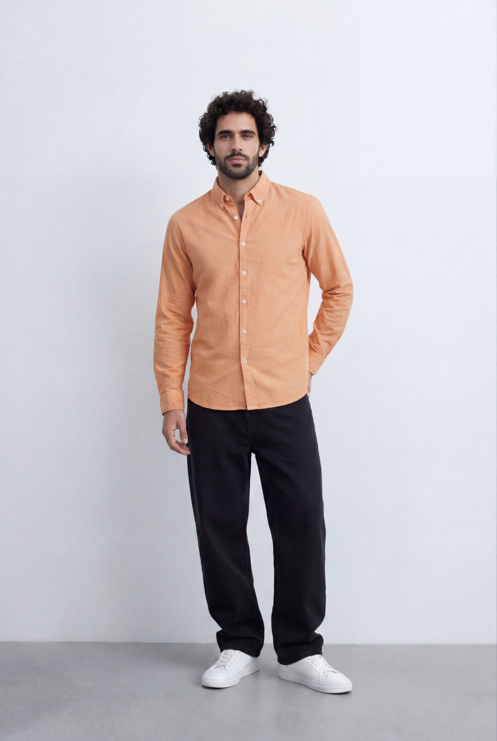 Men’s Tomato Store Oxford Style Shirt Button Down Collar Clean Front Slim Fit Tailored