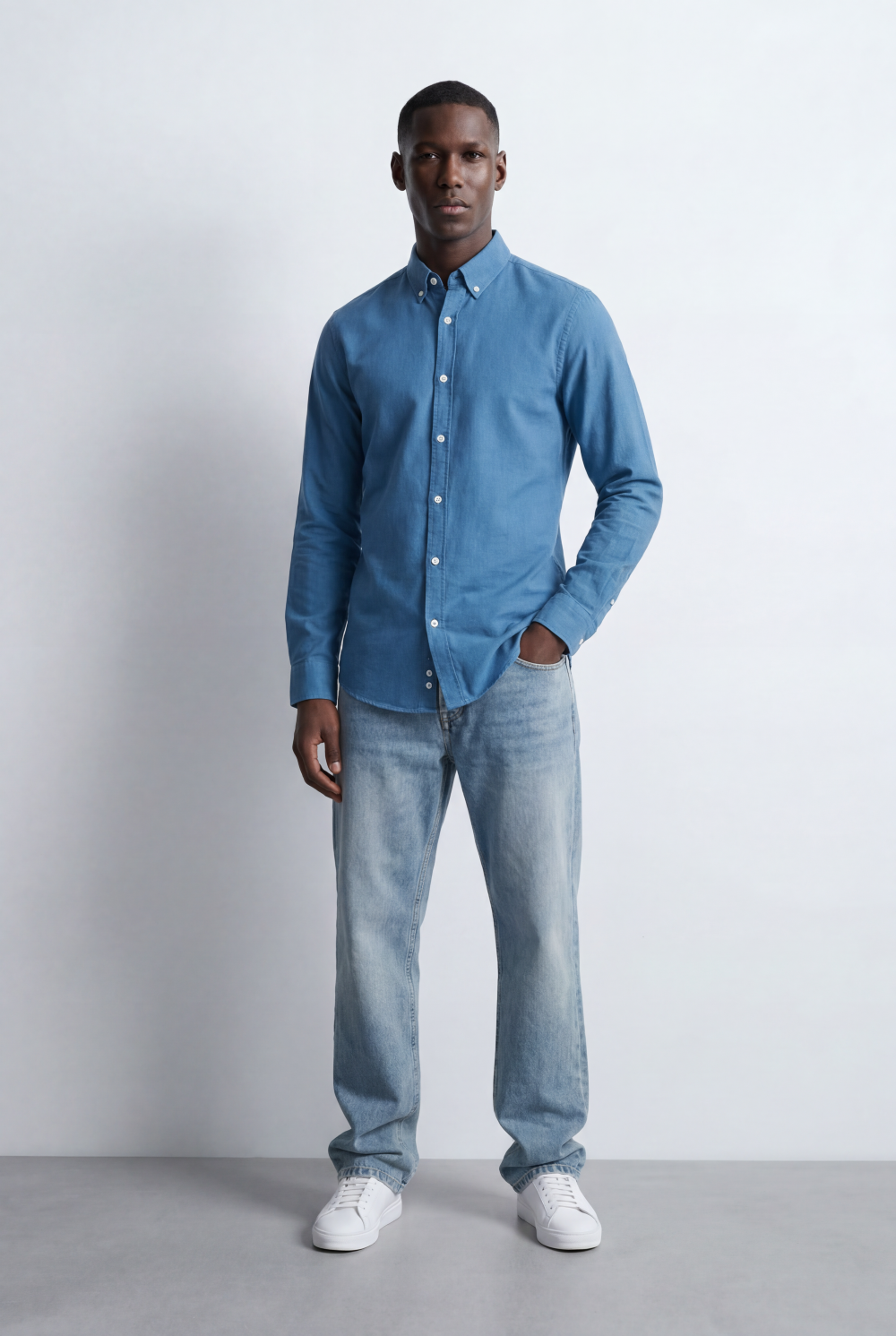 Men’s Tomato Store Linen Shirt Clean Button Down Collar Detail Tailored Slim Fit