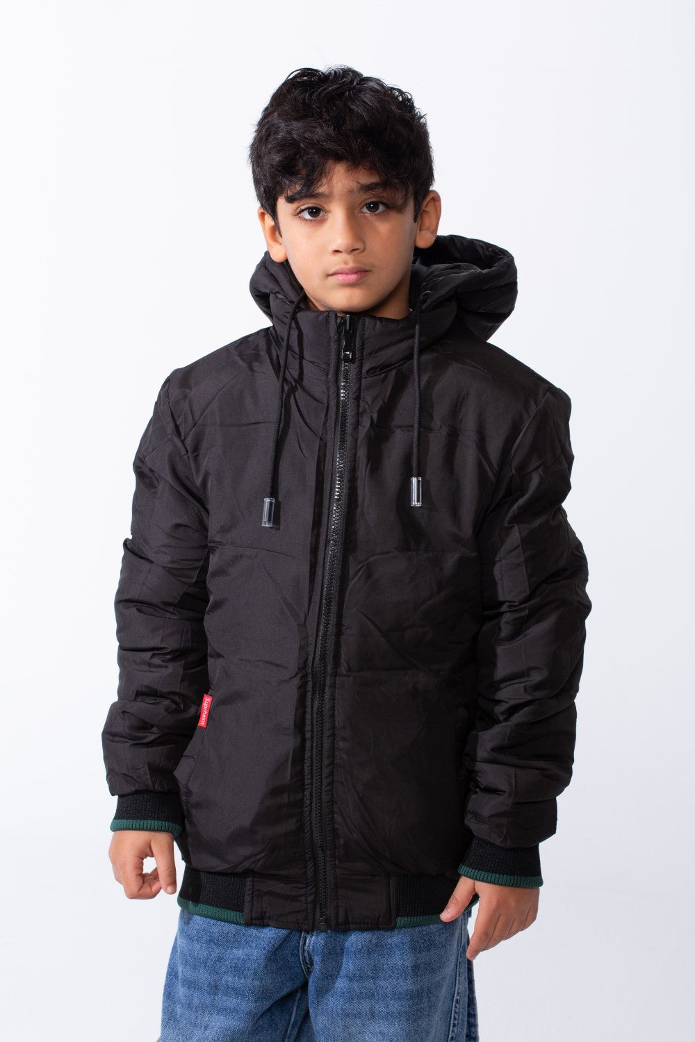 Boy’s Waterproof Double Face Full Zip Closure Comfortable Casual Contrast Stripe Ribbed Cuff Jacket