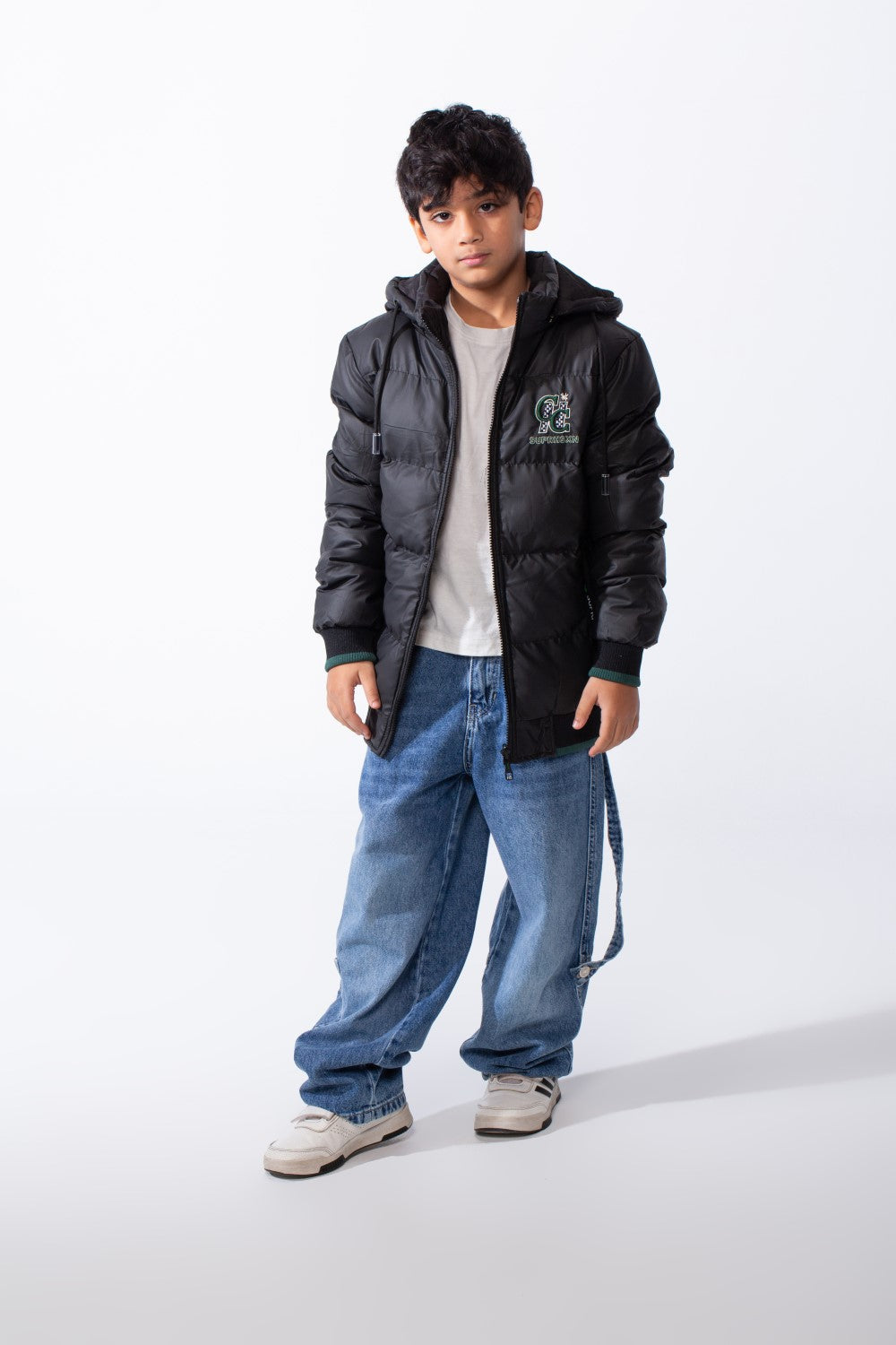 Boy’s Waterproof Double Face Full Zip Closure Comfortable Casual Contrast Stripe Ribbed Cuff Jacket