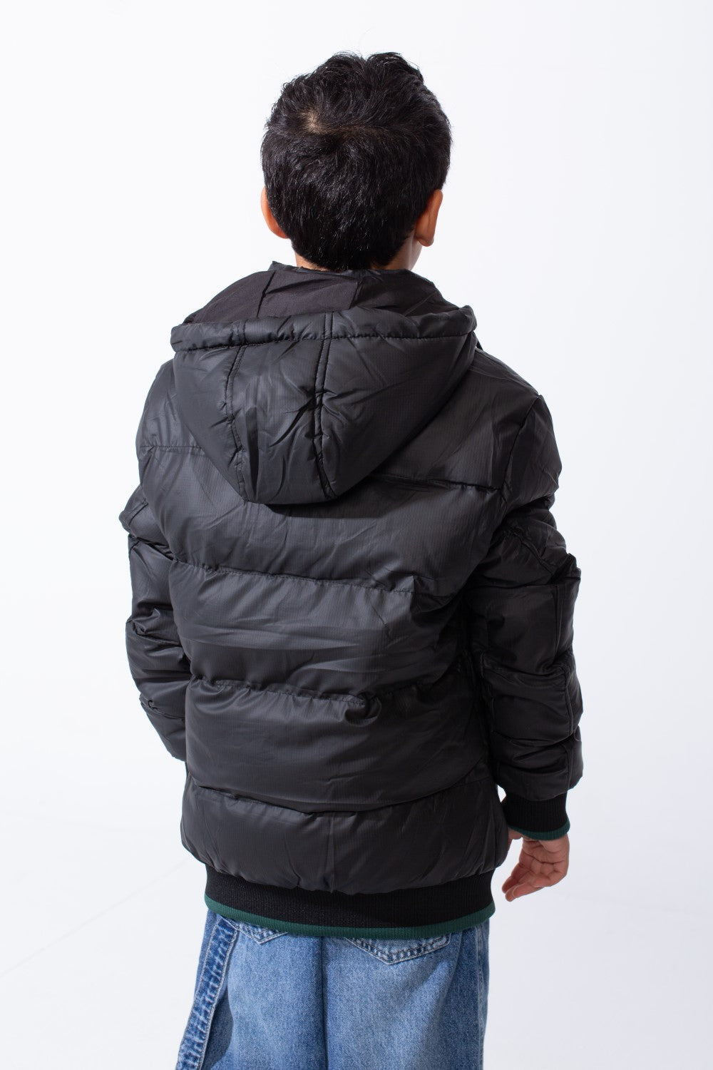 Boy’s Waterproof Double Face Full Zip Closure Comfortable Casual Contrast Stripe Ribbed Cuff Jacket