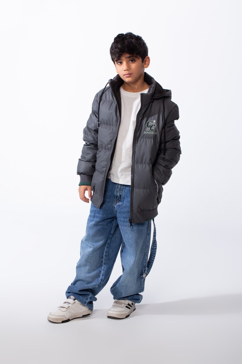 Boy’s Waterproof Double Face Full Zip Closure Comfortable Casual Contrast Stripe Ribbed Cuff Jacket