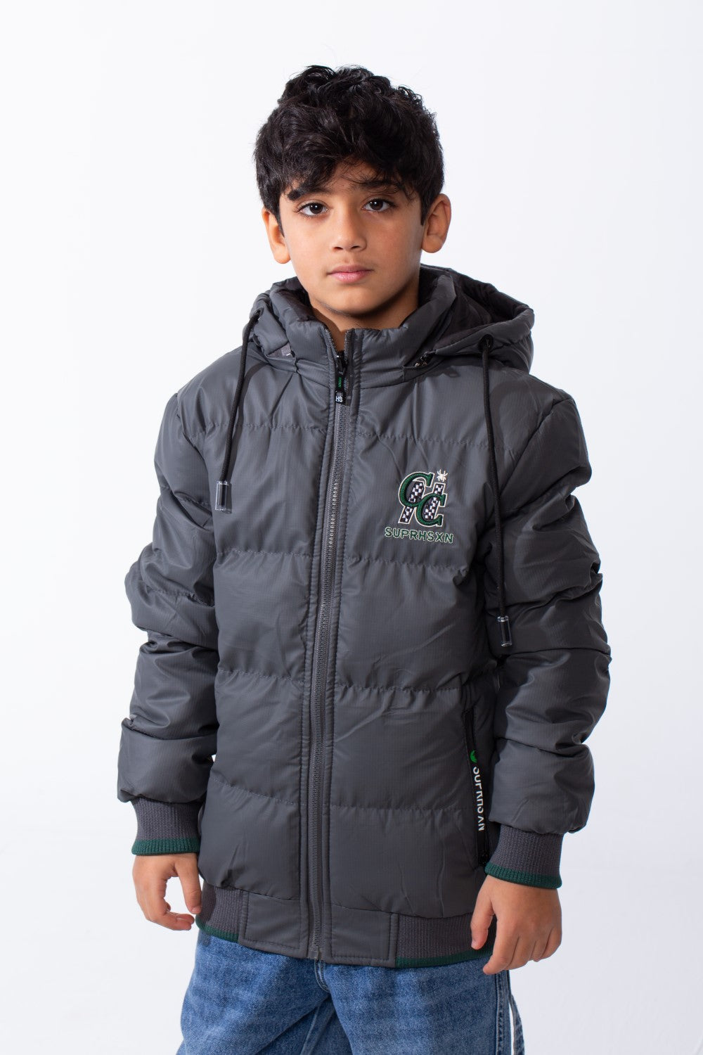 Boy’s Waterproof Double Face Full Zip Closure Comfortable Casual Contrast Stripe Ribbed Cuff Jacket