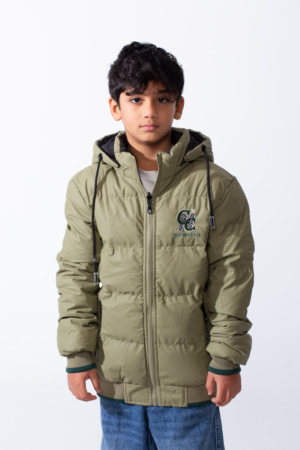 Boy’s Waterproof Double Face Full Zip Closure Comfortable Casual Contrast Stripe Ribbed Cuff Jacket
