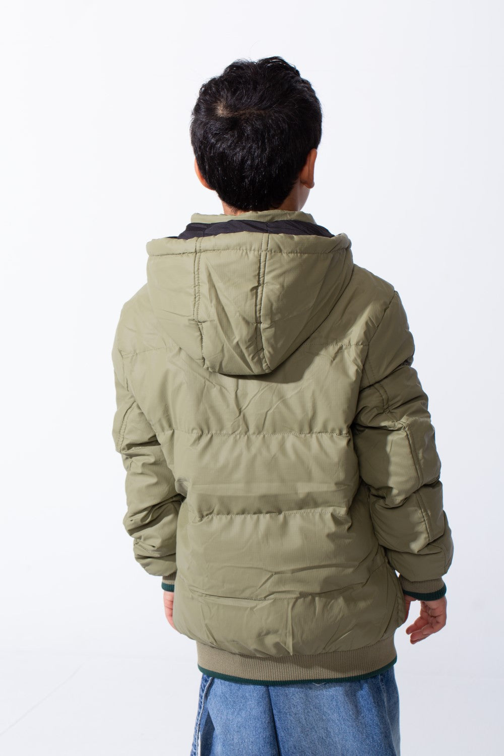Boy’s Waterproof Double Face Full Zip Closure Comfortable Casual Contrast Stripe Ribbed Cuff Jacket