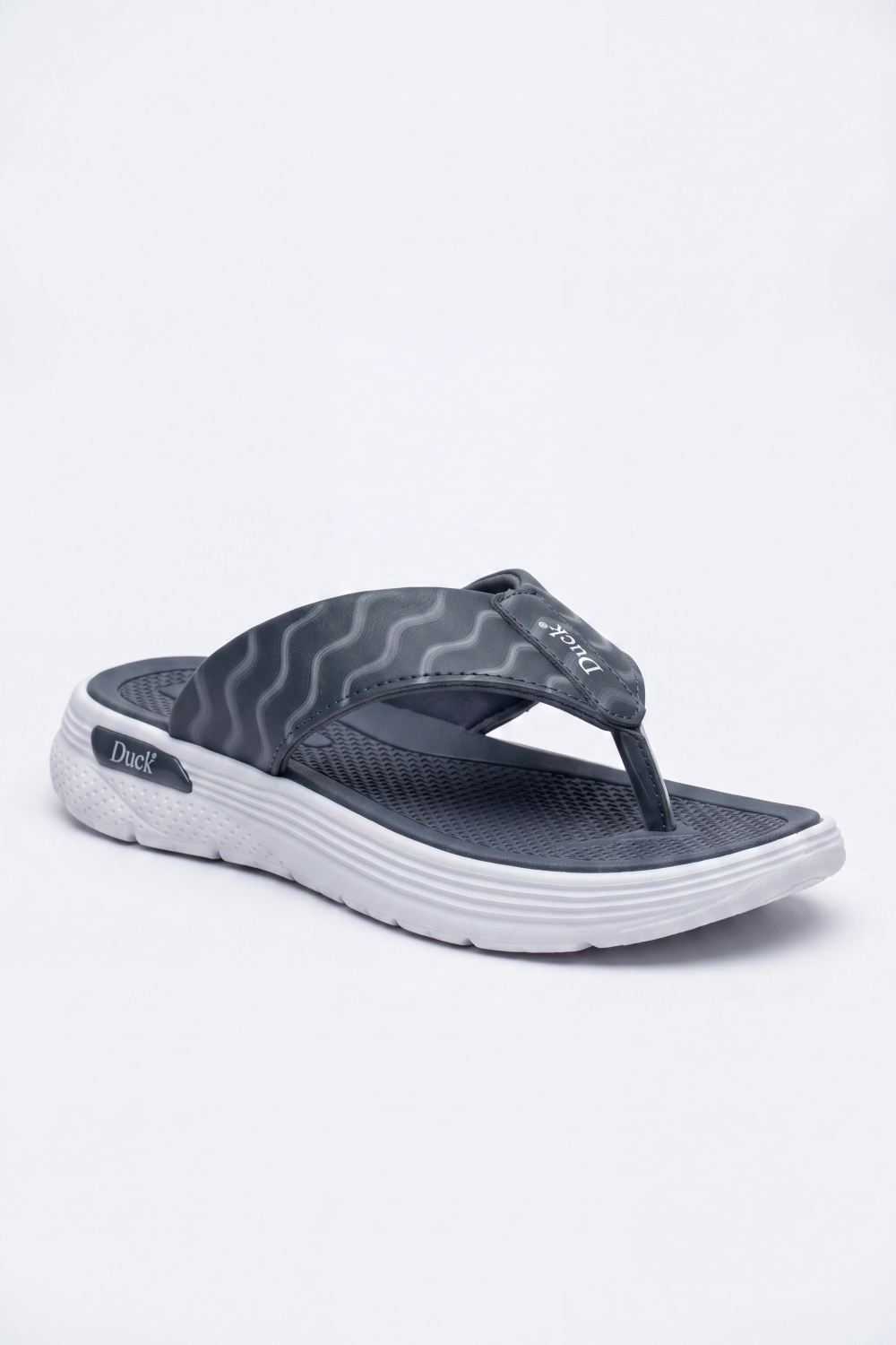 Women's Tomato Store Wave Grip Flip Flops Wavy Strap Print With Textured Footbed Raised Logo Detail Toe Post Shape Duck Slipper