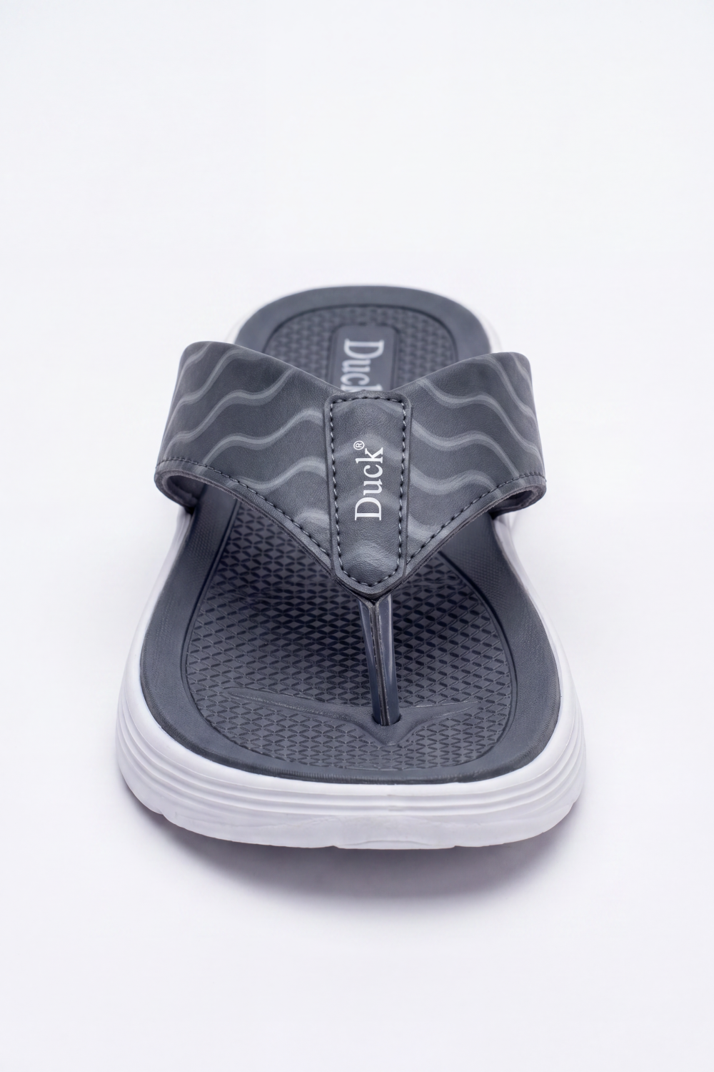 Women's Tomato Store Wave Grip Flip Flops Wavy Strap Print With Textured Footbed Raised Logo Detail Toe Post Shape Duck Slipper