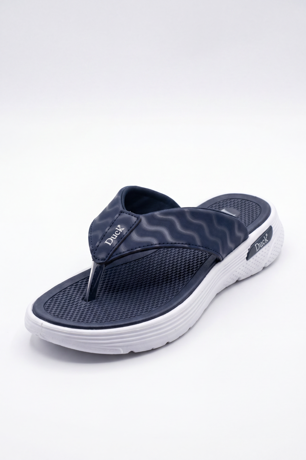 Women's Tomato Store Wave Grip Flip Flops Wavy Strap Print With Textured Footbed Raised Logo Detail Toe Post Shape Duck Slipper