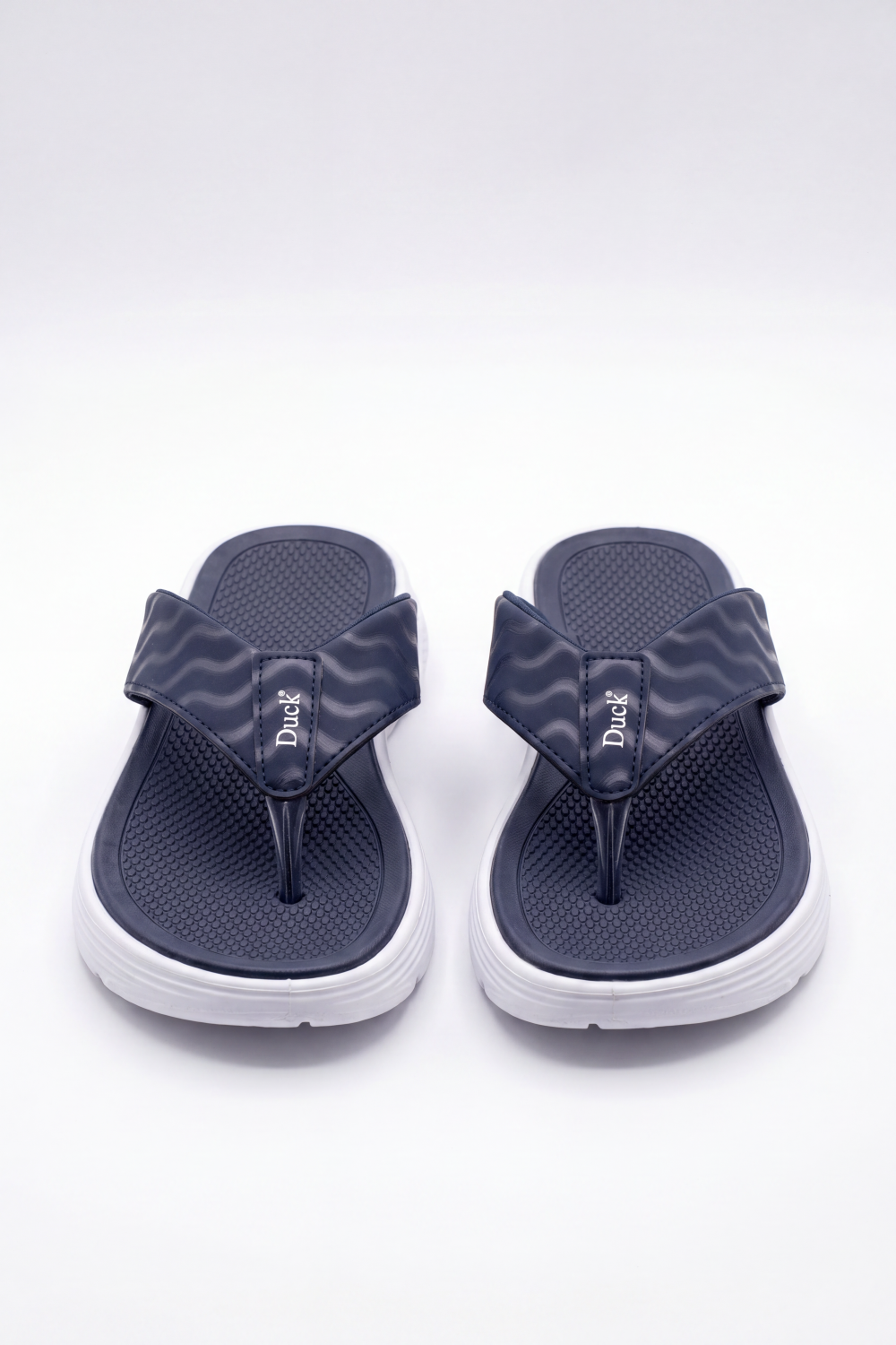 Women's Tomato Store Wave Grip Flip Flops Wavy Strap Print With Textured Footbed Raised Logo Detail Toe Post Shape Duck Slipper