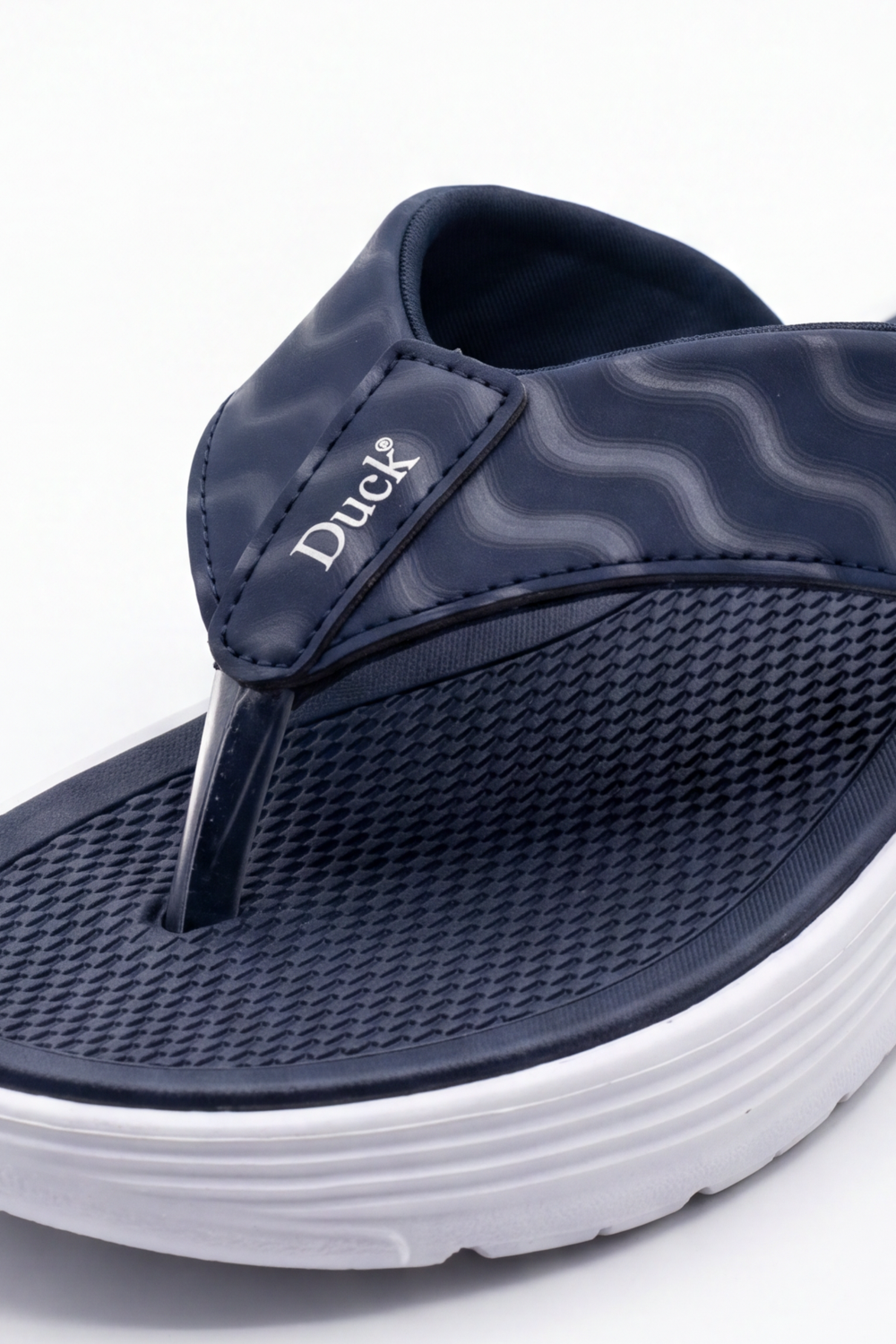 Women's Tomato Store Wave Grip Flip Flops Wavy Strap Print With Textured Footbed Raised Logo Detail Toe Post Shape Duck Slipper