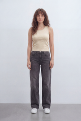 Women’s Tomato Store Everyday Rib Fitted T-Shirt Top With Fine Vertical Rib Texture Smooth Solid Surface Front Back Finish Body Hugging Shape