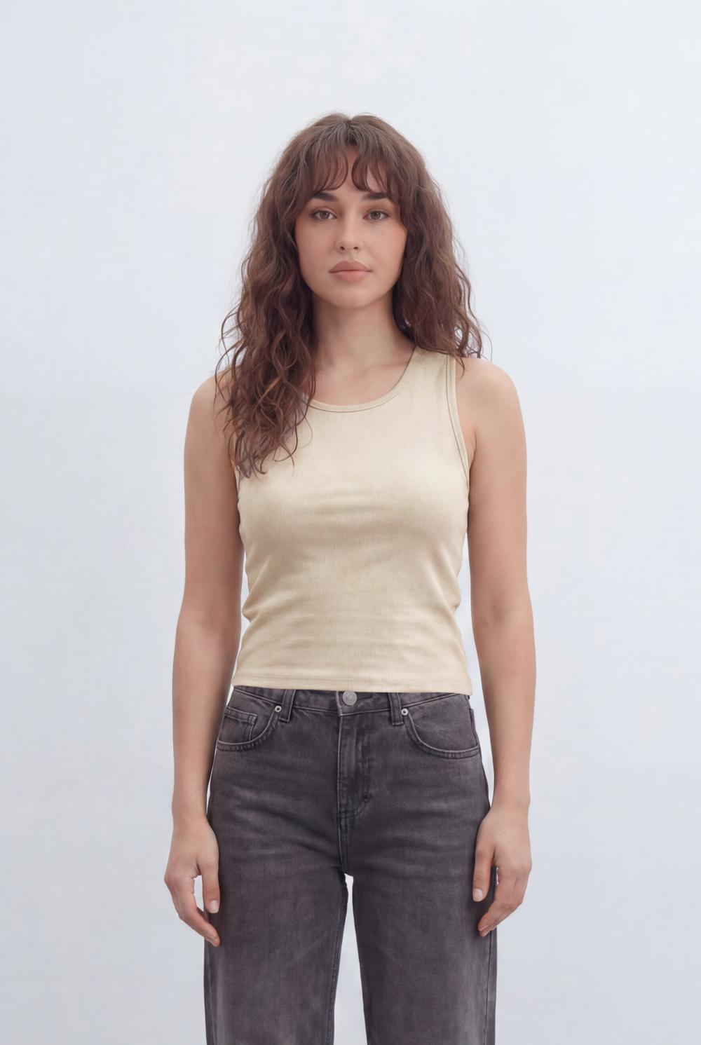 Women’s Tomato Store Everyday Rib Fitted T-Shirt Top With Fine Vertical Rib Texture Smooth Solid Surface Front Back Finish Body Hugging Shape