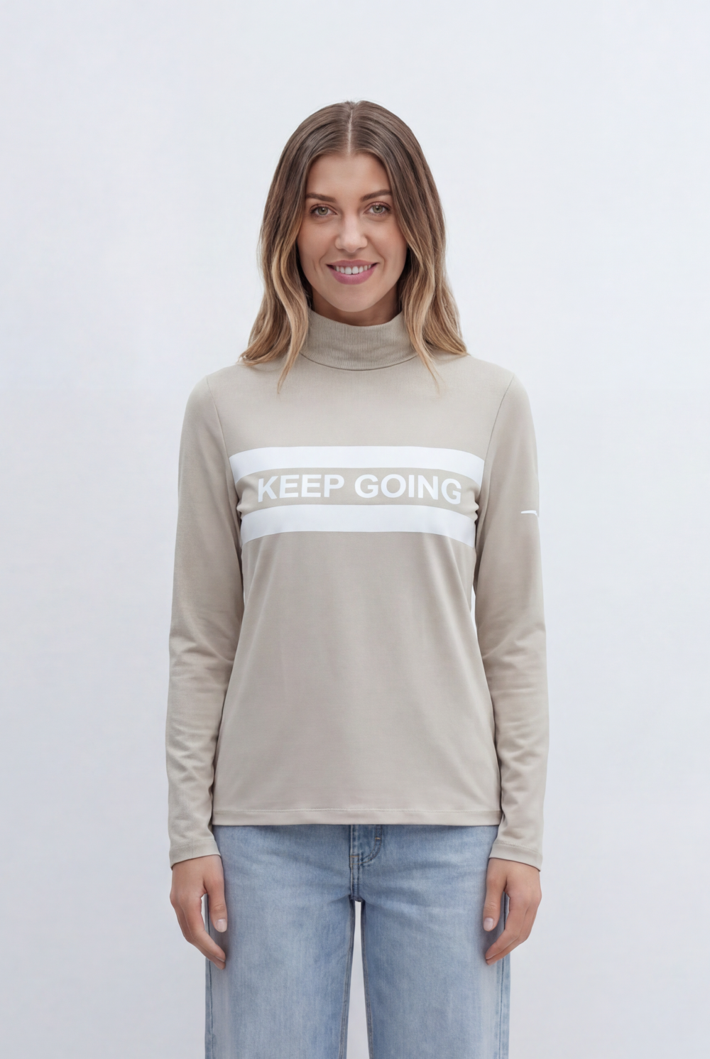 Women’s Tomato Store Details Mock Neck Design Motivational Front Print