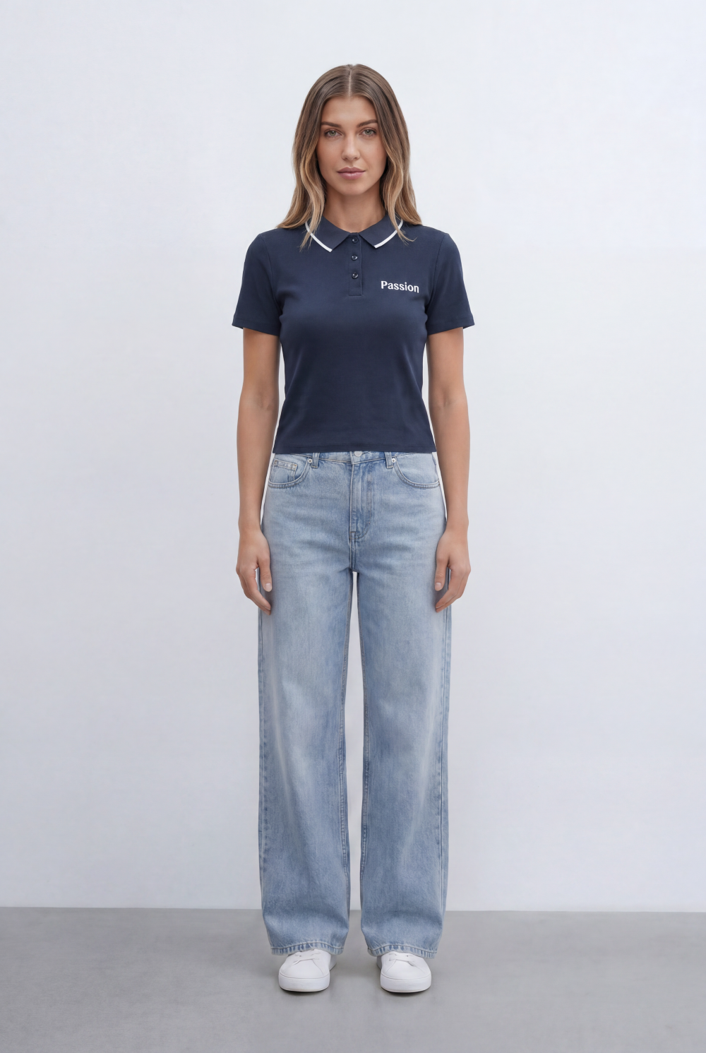 Women’s Tomato Store Ribbed Polo Design T-Shirt Contrast Collar Details