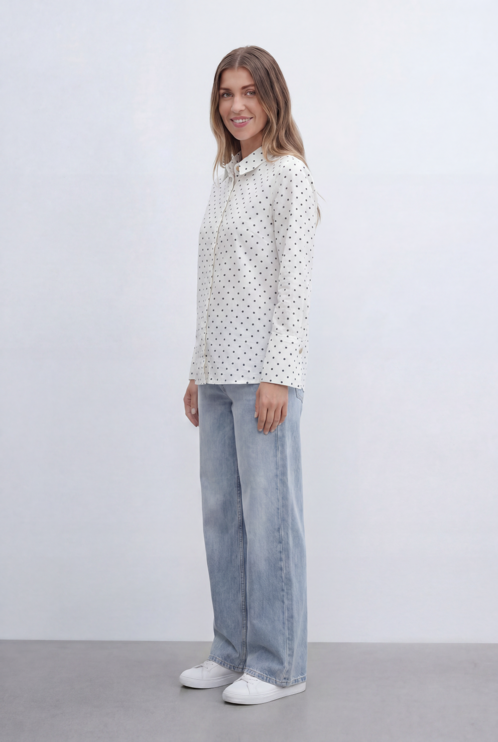 Women’s Tomato Store All Over Micro Print Button Front Design Blouse