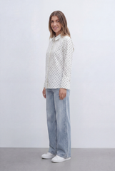 Women’s Tomato Store All Over Micro Print Button Front Design Blouse