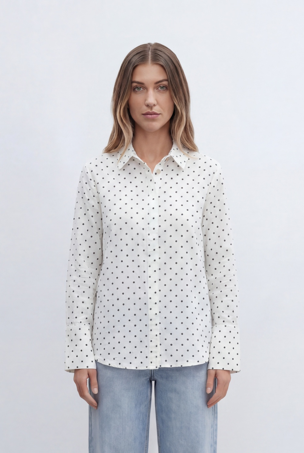 Women’s Tomato Store All Over Micro Print Button Front Design Blouse
