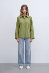 Women’s Tomato Store Blouse Clean Concealed Placket Sharp Collar Wide Cuffs