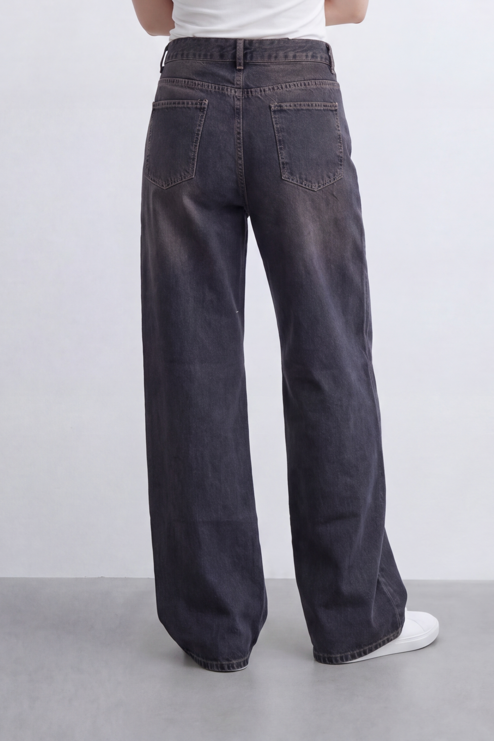 Women's Tomato Store Washed Denim Wide-Leg Jeans Pants High-Rise Waist Vintage Fade Five-Pocket Detail