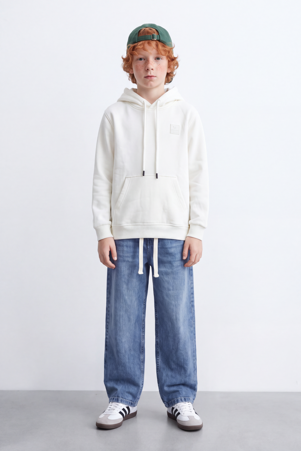 Boy's Tomato Store Melton Sweatshirt Hood Chest Badge Detail Kangaroo Pocket Slim Fit