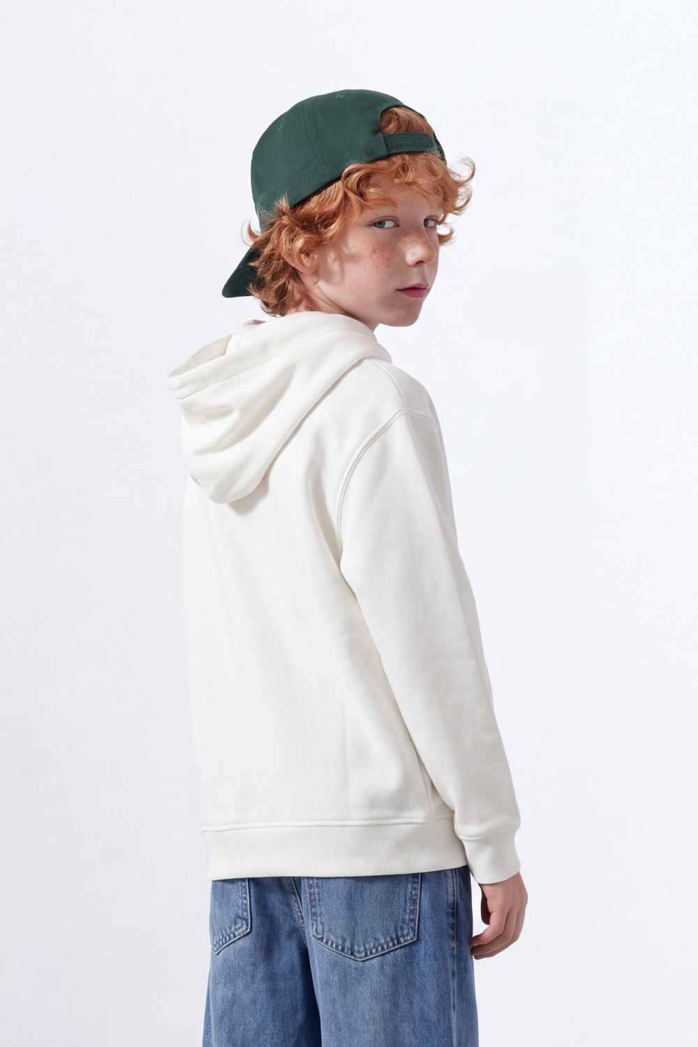 Boy's Tomato Store Melton Sweatshirt Hood Chest Badge Detail Kangaroo Pocket Slim Fit