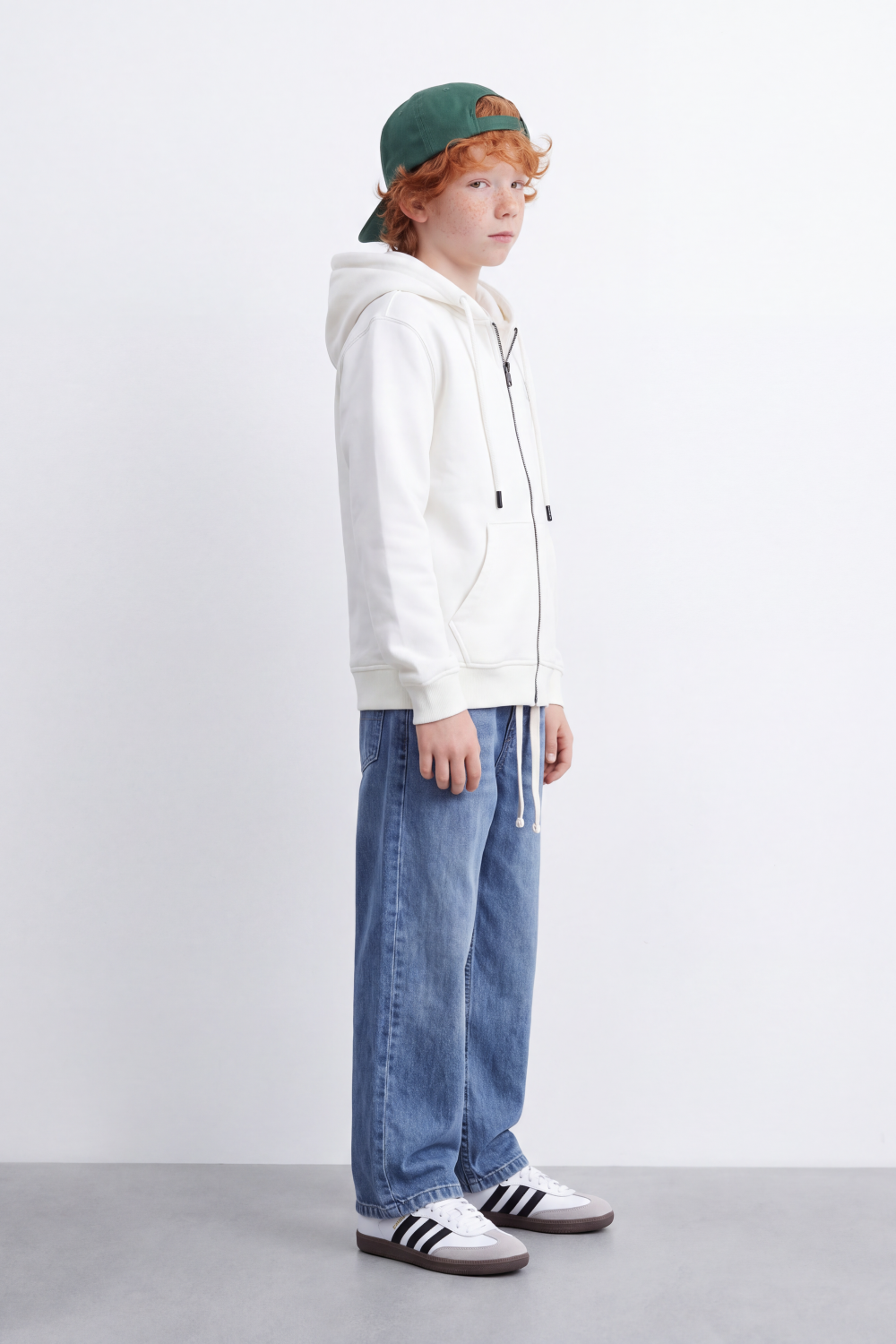 Boy's Tomato Store Zip Sweatshirt Hood Full-Zip Front Chest Badge Detail Side Pockets Slim Fit Melton