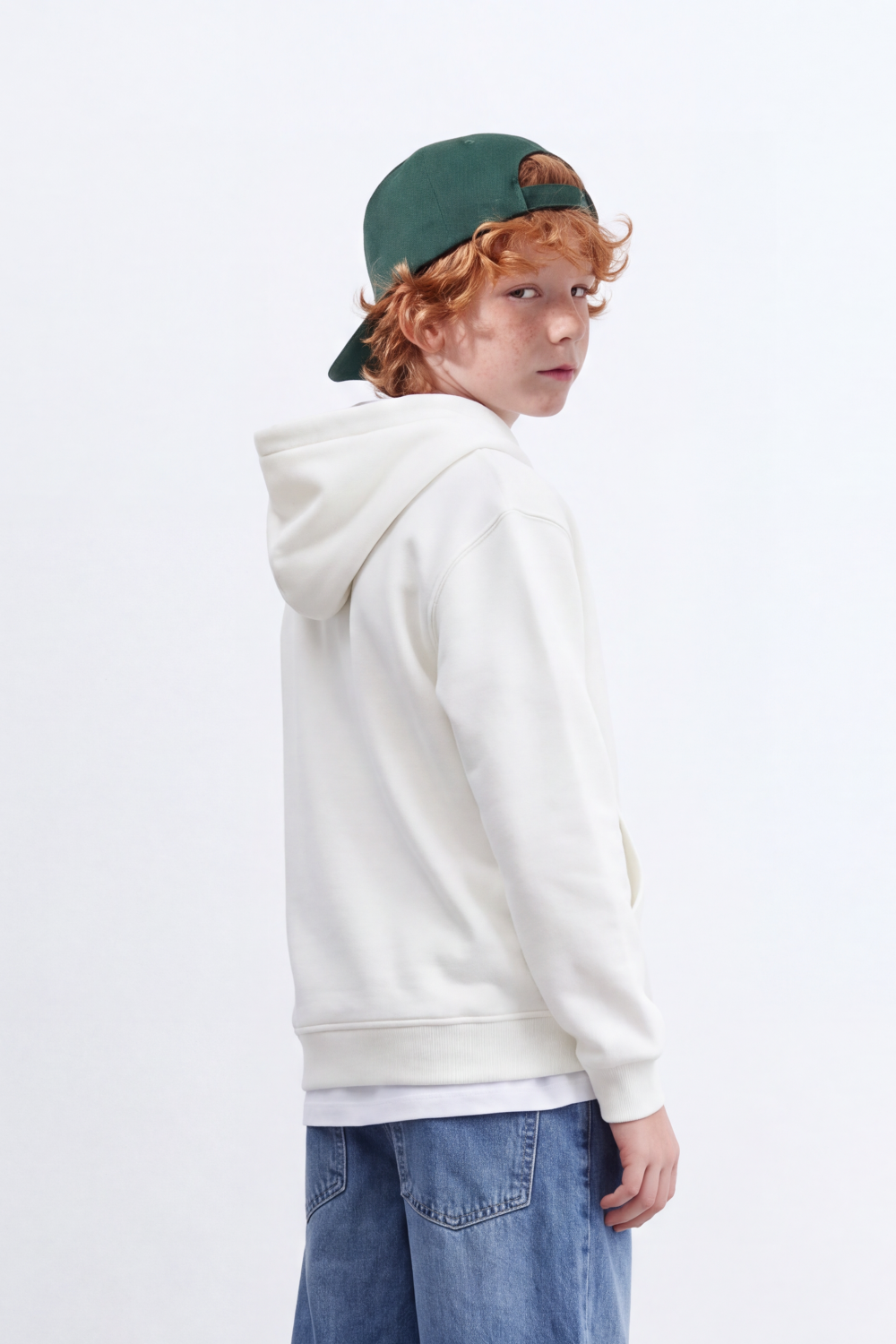 Boy's Tomato Store Zip Sweatshirt Hood Full-Zip Front Chest Badge Detail Side Pockets Slim Fit Melton