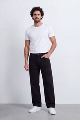 Men's Tomato Store Washed Denim Jeans Mid-Rise Waist Wide Leg Pants