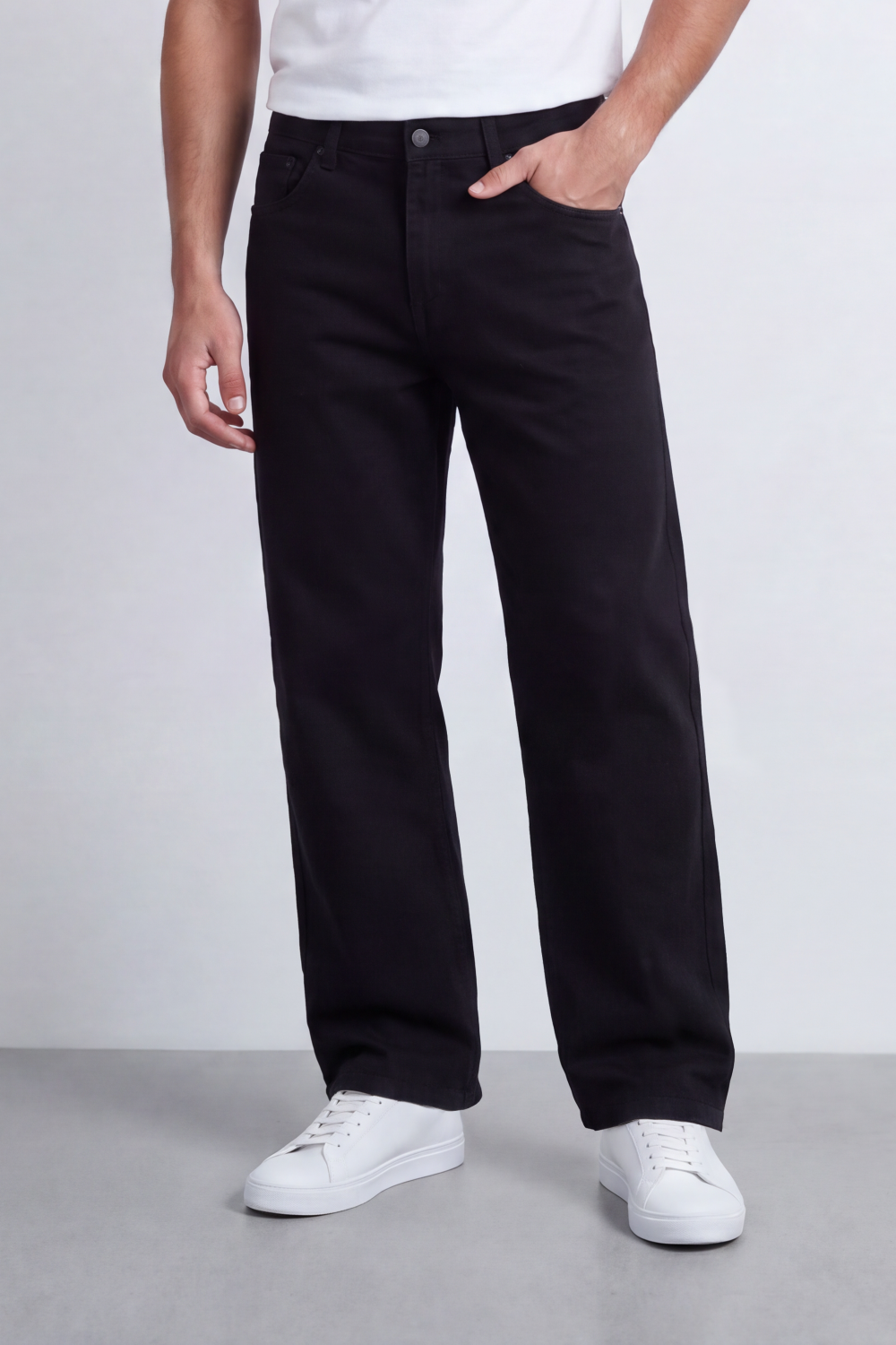Men's Tomato Store Washed Denim Jeans Mid-Rise Waist Wide Leg Pants