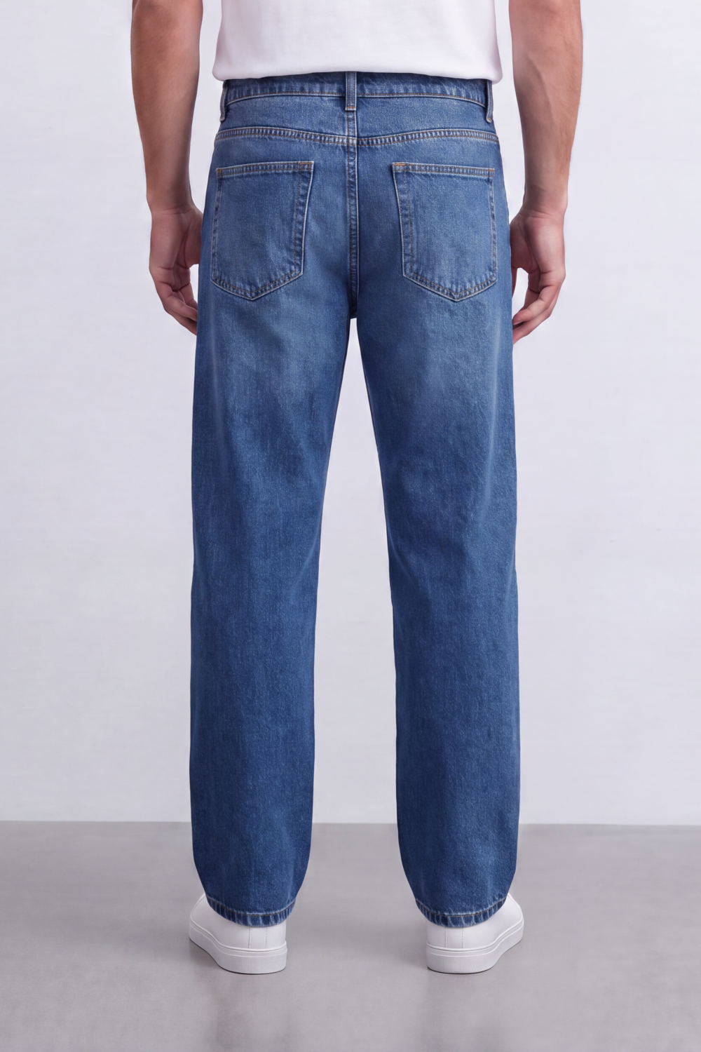 Men's Tomato Store Washed Denim Jeans Mid-Rise Waist Wide Leg Pants