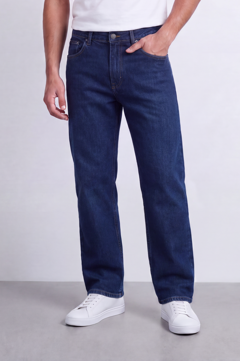 Men's Tomato Store Washed Denim Jeans Mid-Rise Waist Wide Leg Pants
