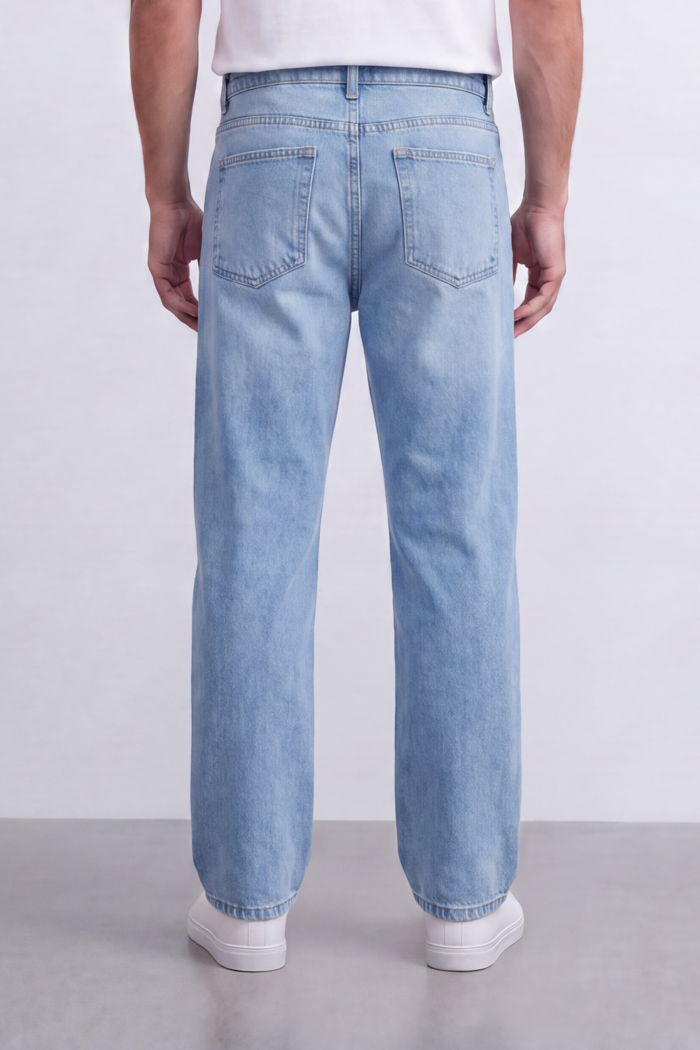 Men's Tomato Store Washed Denim Jeans Mid-Rise Waist Wide Leg Pants