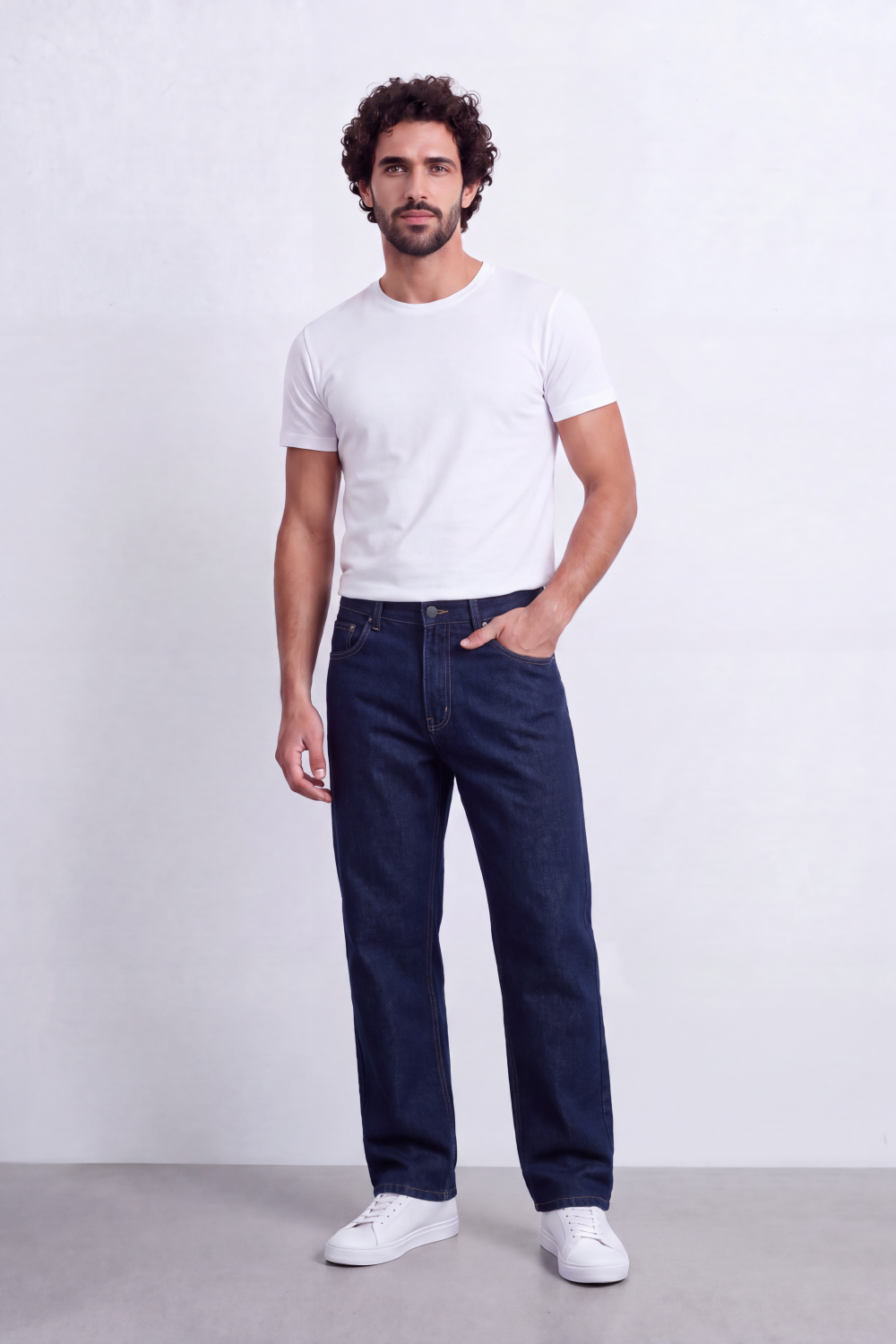 Men's Tomato Store Washed Denim Jeans Mid-Rise Waist Wide Leg Pants