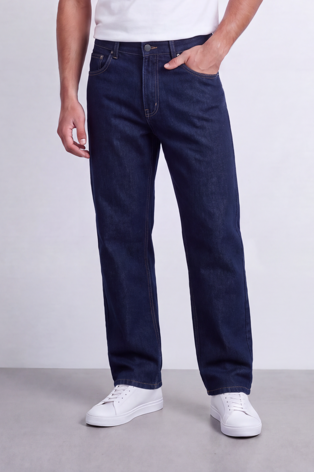 Men's Tomato Store Washed Denim Jeans Mid-Rise Waist Wide Leg Pants