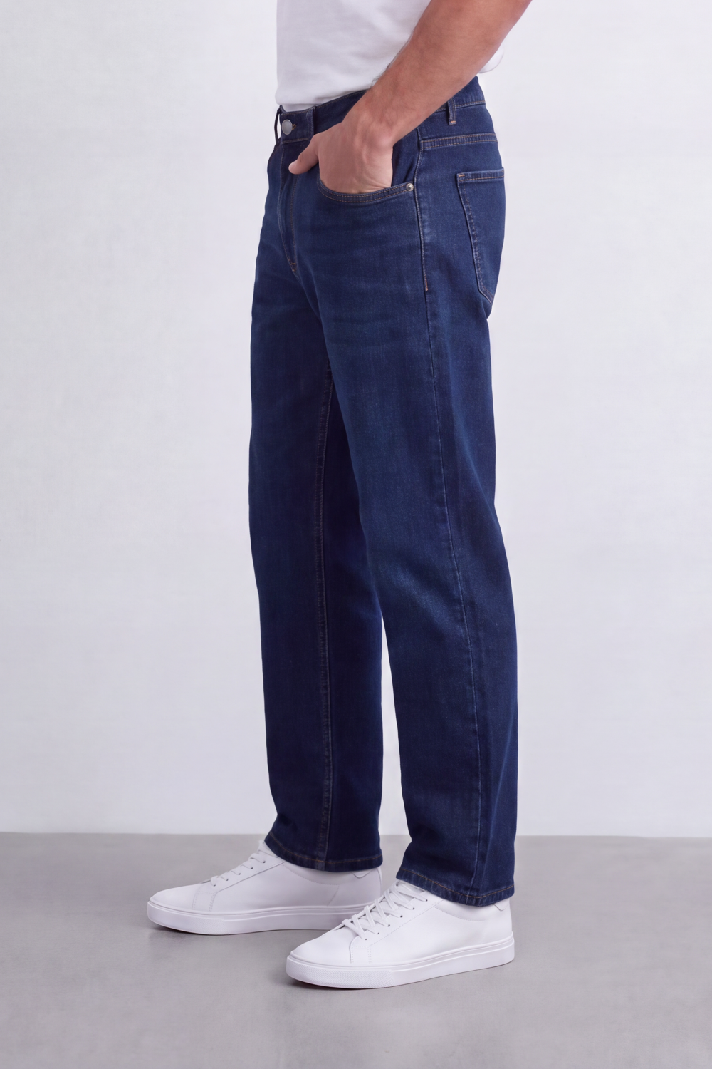 Men's Tomato Store Washed Denim Jeans Mid-Rise Waist Wide Leg Pants