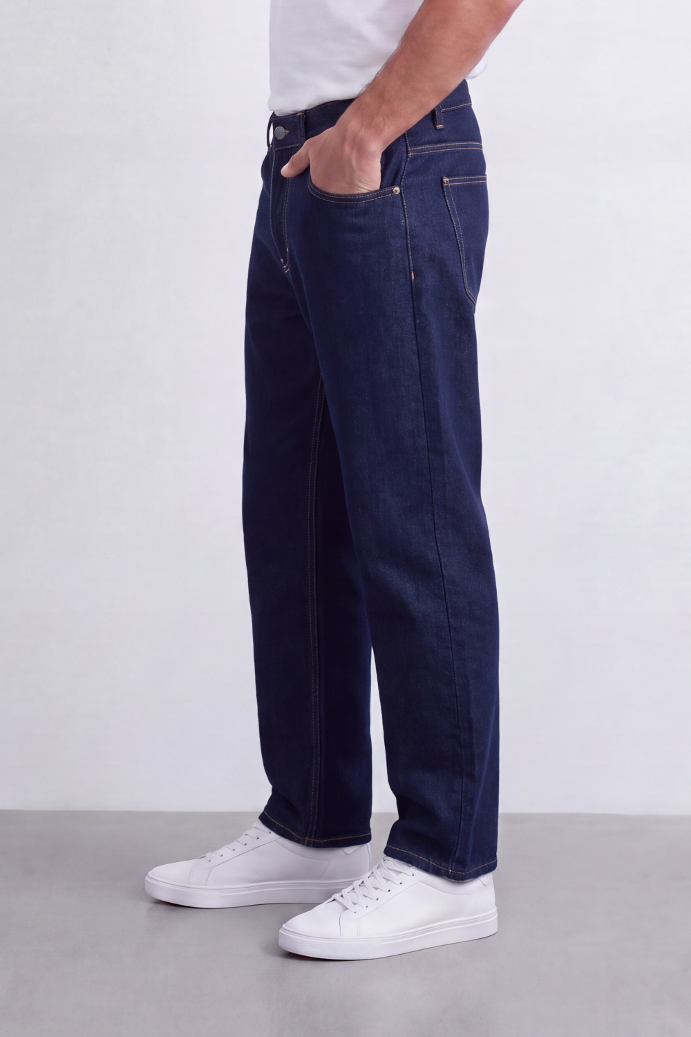 Men's Tomato Store Washed Denim Jeans Mid-Rise Waist Wide Leg Pants