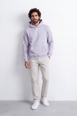 Men's Tomato Store Slim Fit Melton Sweatshirt Hood Minimal Chest Typography Kangaroo Pocket