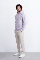 Men's Tomato Store Slim Fit Melton Sweatshirt Hood Minimal Chest Typography Kangaroo Pocket