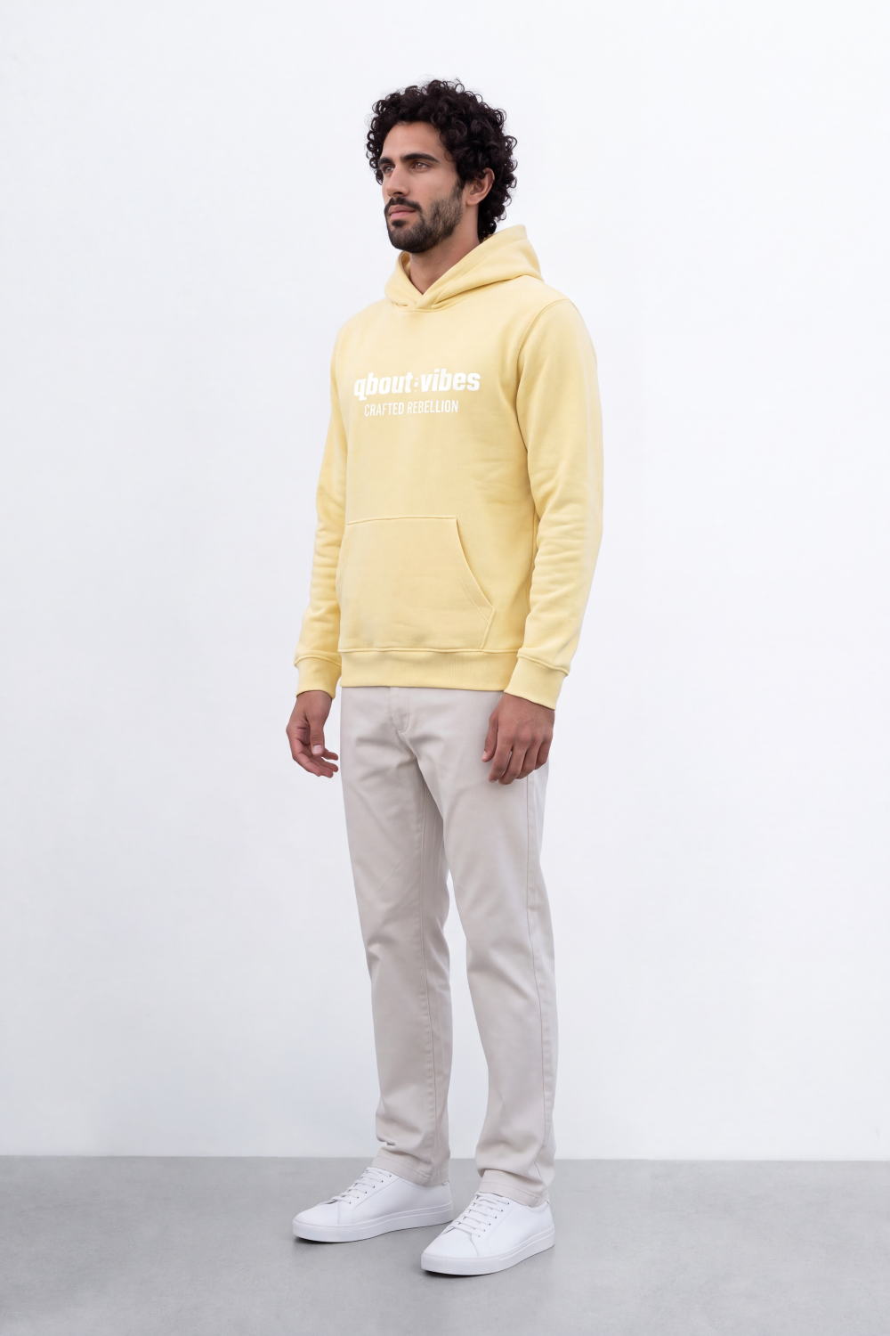 Men's Tomato Store Slim Fit Melton Sweatshirt Hood Minimal Chest Typography Kangaroo Pocket
