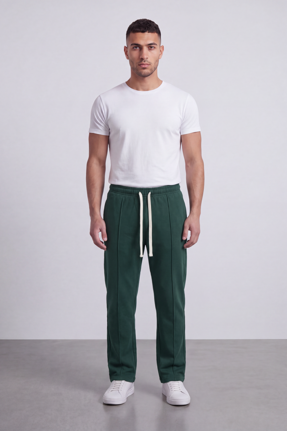 Men's Tomato Store Soft Interlock Track Sweatpants Elastic Drawstring Waist Front Pintuck Detail Oversize