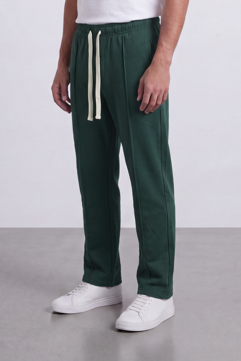 Men's Tomato Store Soft Interlock Track Sweatpants Elastic Drawstring Waist Front Pintuck Detail Oversize