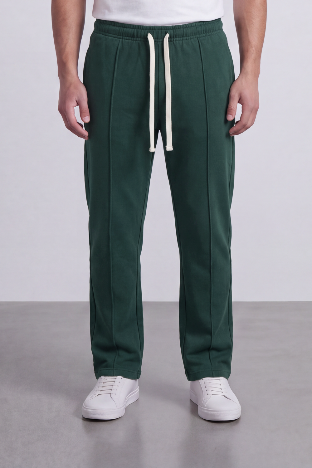Men's Tomato Store Soft Interlock Track Sweatpants Elastic Drawstring Waist Front Pintuck Detail Oversize