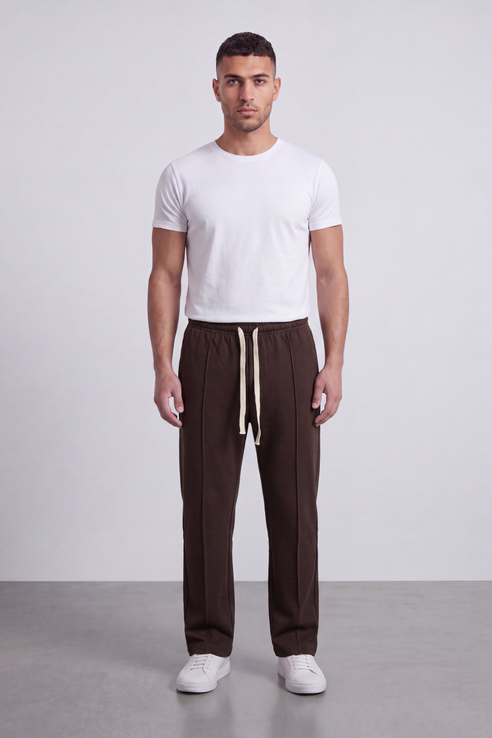 Men's Tomato Store Soft Interlock Track Sweatpants Elastic Drawstring Waist Front Pintuck Detail Oversize